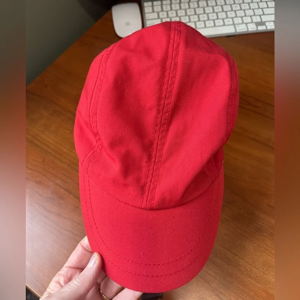 American Eagle Red Trappers Hat Fleece Lining Ear Flaps Warm Reflective Tape